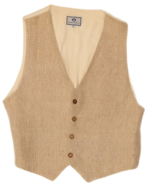 Vintage Mens Waistcoat Medium Beige Cotton