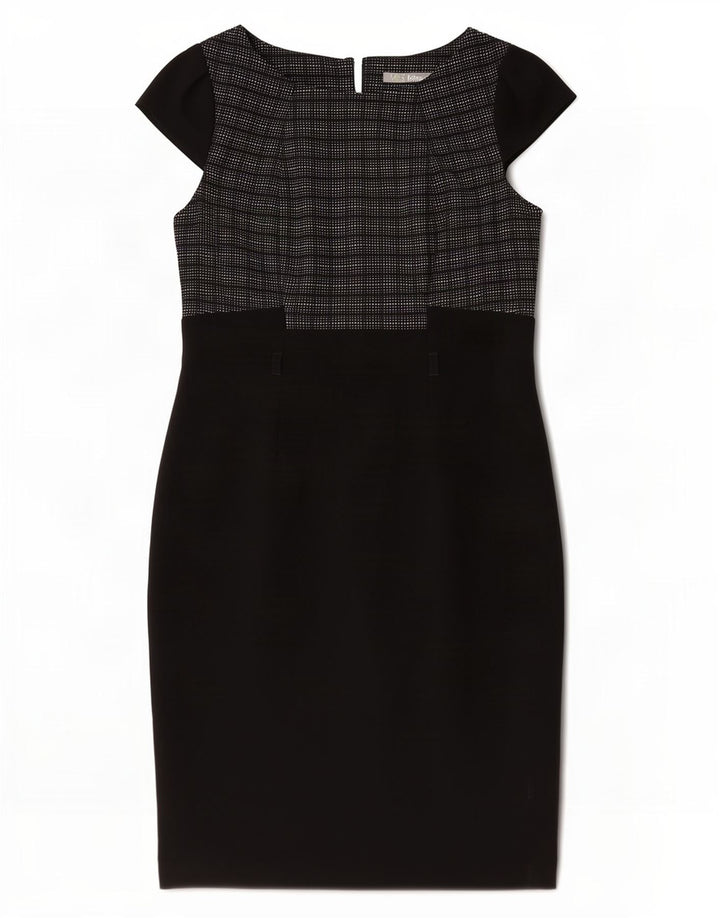 Marks & Spencer Womens Sheath Dress UK 14 Medium Black Check Polyester