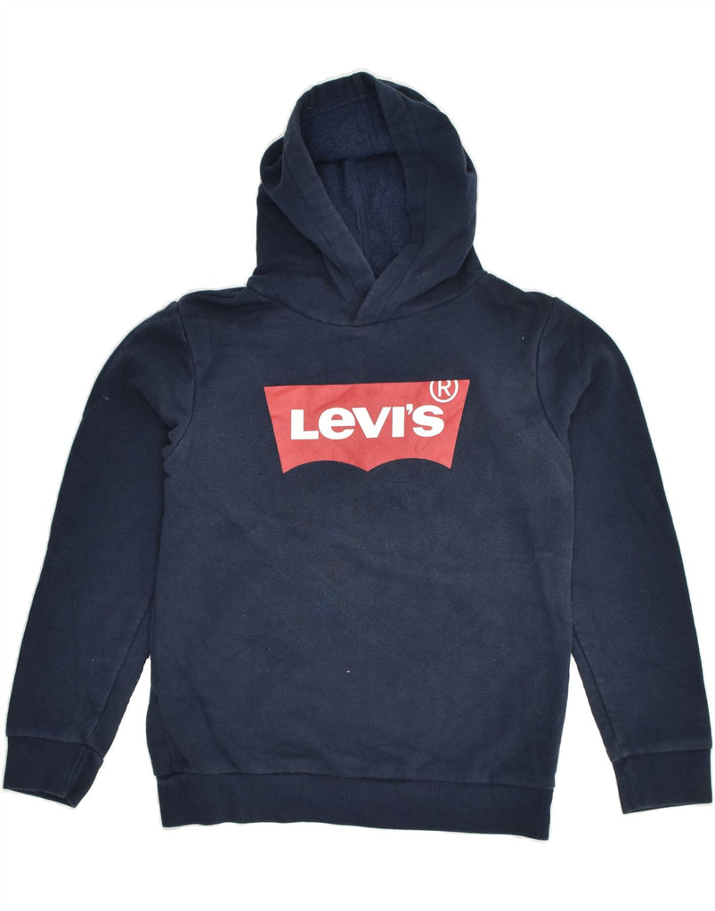 LEVI'S Girls Graphic Hoodie Jumper 9-10 Years Large Navy Blue Cotton | Vintage Levi's | Thrift | Second-Hand Levi's | Used Clothing | Messina Hembry 