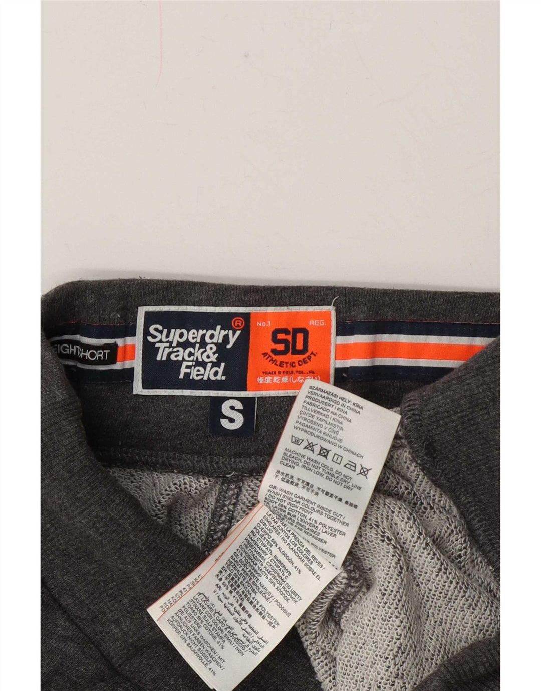Superdry Mens Graphic Sport Shorts Small Grey Cotton