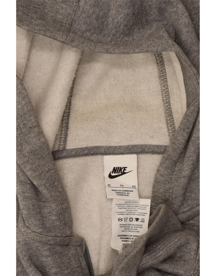 NIKE Womens Zip Hoodie Sweater UK 18 XL Grey Cotton