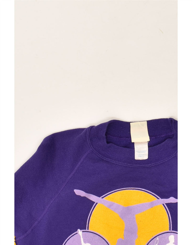 VINTAGE Womens Graphic Sweatshirt Jumper UK 10 Small Purple Polyester | Vintage Vintage | Thrift | Second-Hand Vintage | Used Clothing | Messina Hembry 