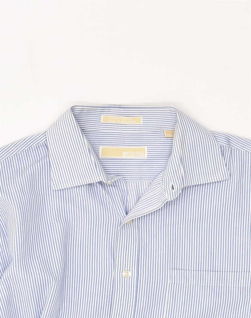 MICHAEL KORS Mens Shirt Size 16 Large Blue Striped Cotton | Vintage Michael Kors | Thrift | Second-Hand Michael Kors | Used Clothing | Messina Hembry 