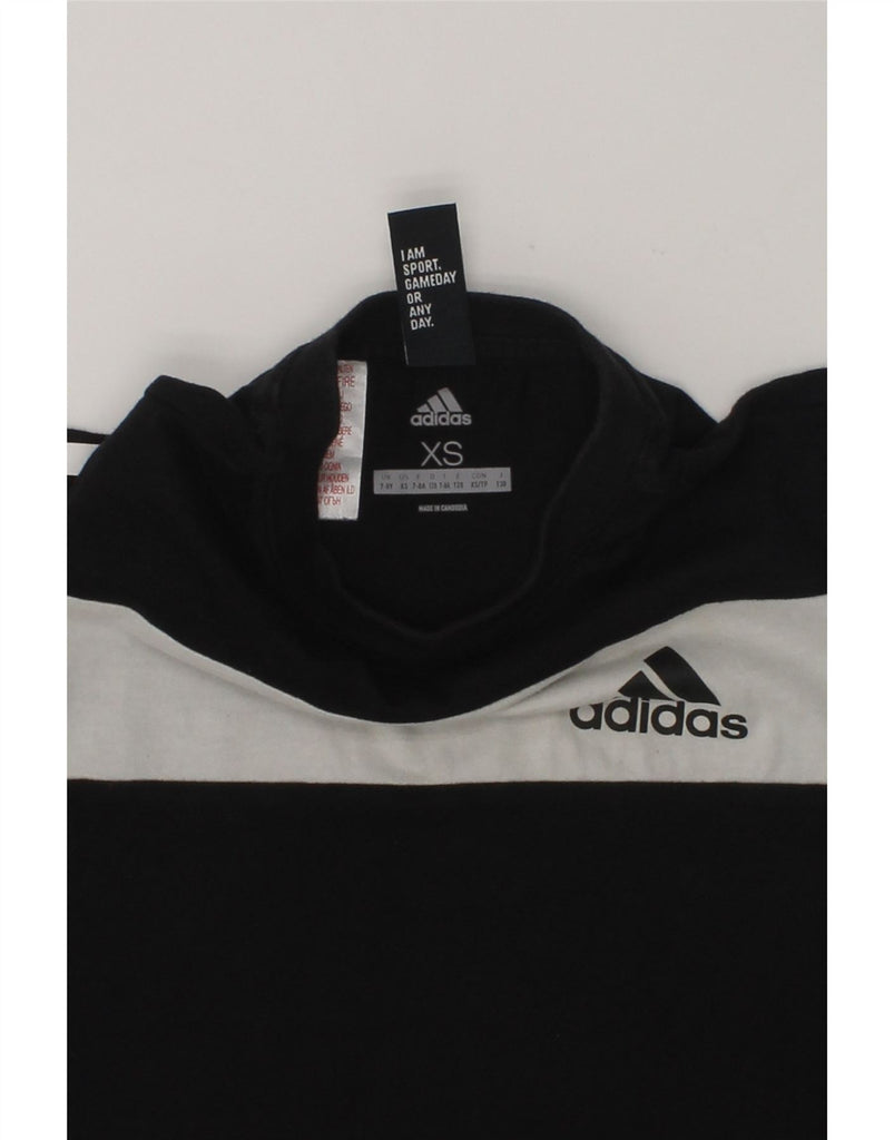 ADIDAS Boys Graphic T-Shirt Top 7-8 Years XS Black Colourblock Cotton | Vintage Adidas | Thrift | Second-Hand Adidas | Used Clothing | Messina Hembry 
