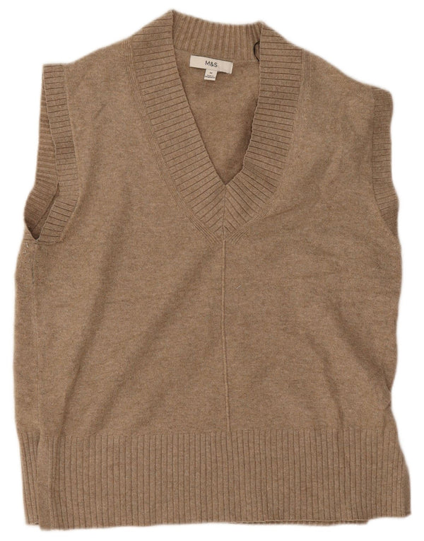 Marks & Spencer Womens Oversized Vest Tank Top UK 14 Medium Beige Polyester