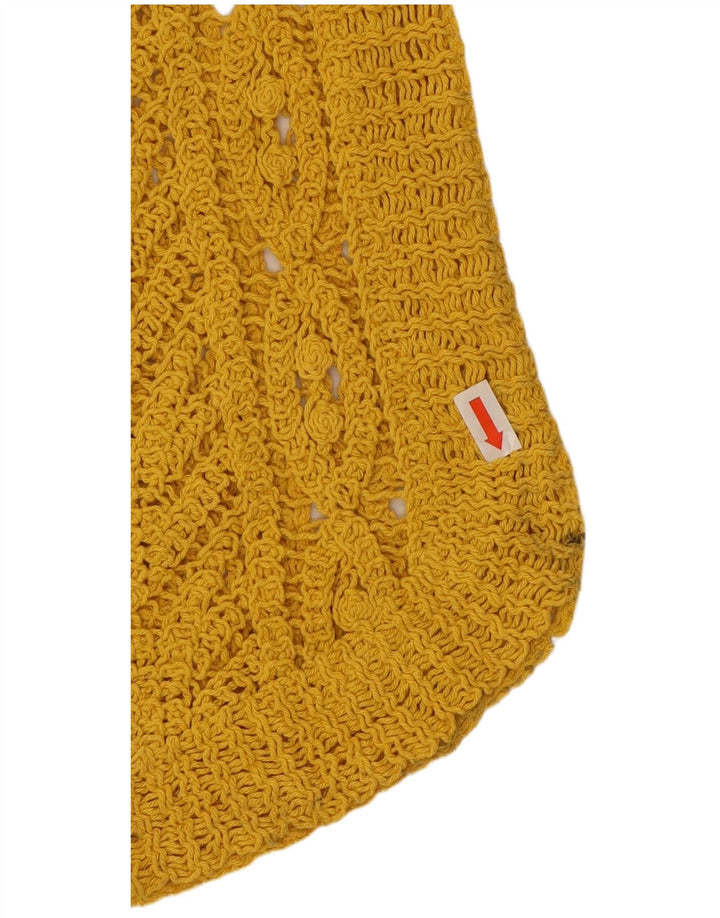 Zara Womens Crop Crochet Vest Top UK 12 Medium Yellow