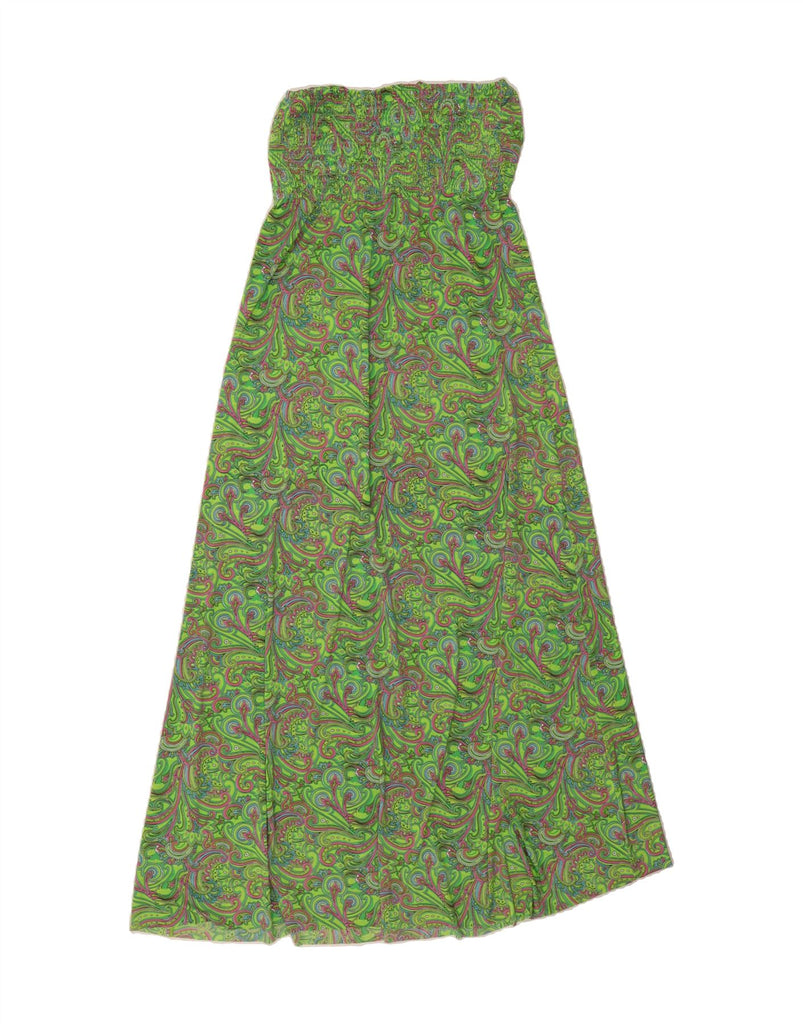 CALZEDONIA Womens Strapless Maxi Dress UK 14 Large Green Paisley Polyester Vintage Calzedonia and Second-Hand Calzedonia from Messina Hembry 