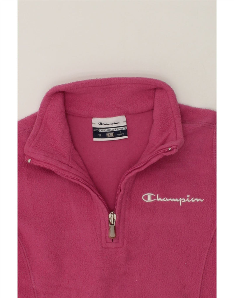 CHAMPION Baby Girls Zip Neck Fleece Jumper 18-24 Months Large  Pink | Vintage Champion | Thrift | Second-Hand Champion | Used Clothing | Messina Hembry 