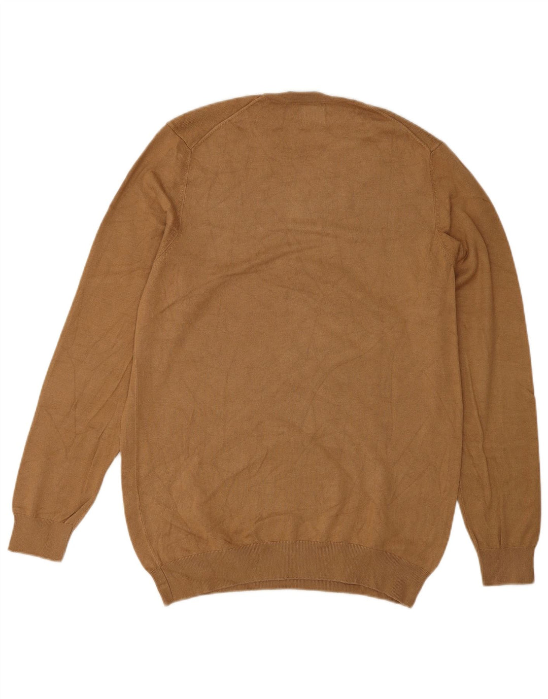 Zara Mens Crew Neck Jumper Sweater Small Brown Viscose