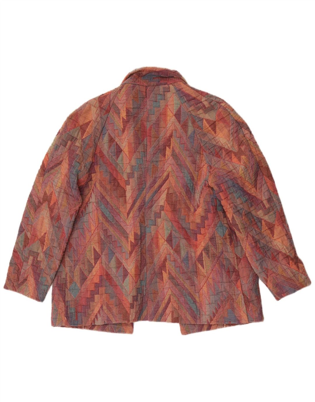 Vintage Womens Open Blazer Jacket UK 12 Medium Multicoloured Geometric