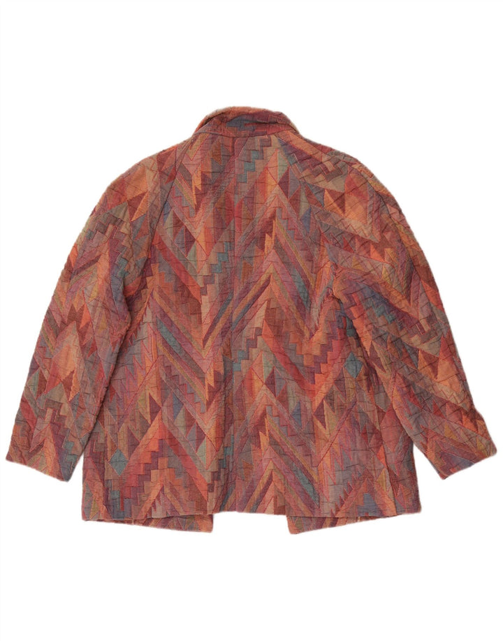 Vintage Womens Open Blazer Jacket UK 12 Medium Multicoloured Geometric