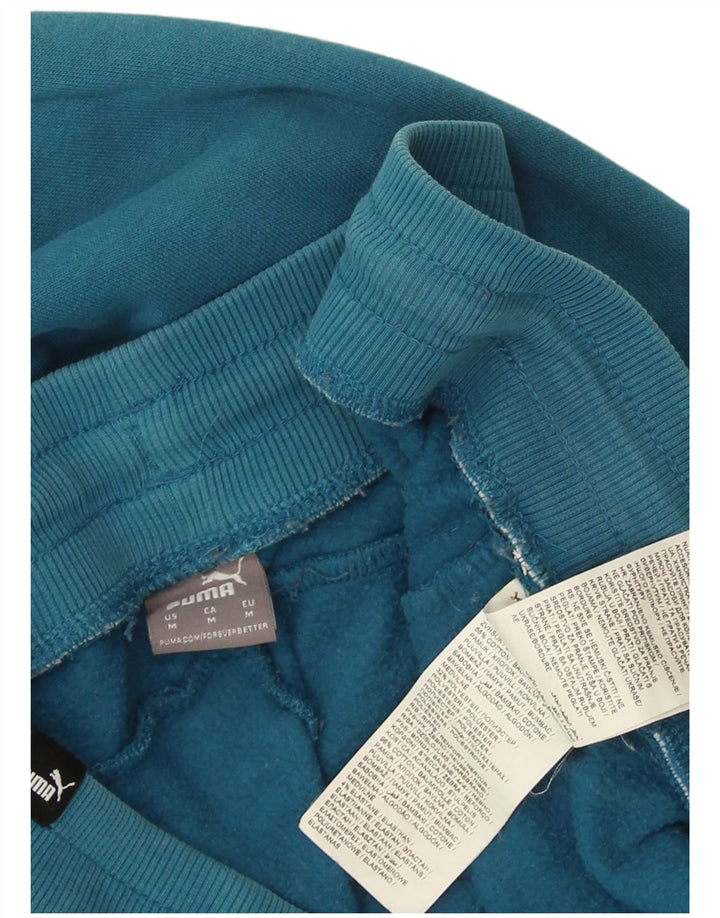 Puma Mens Graphic Tracksuit Trousers Joggers Medium Blue Colourblock Cotton