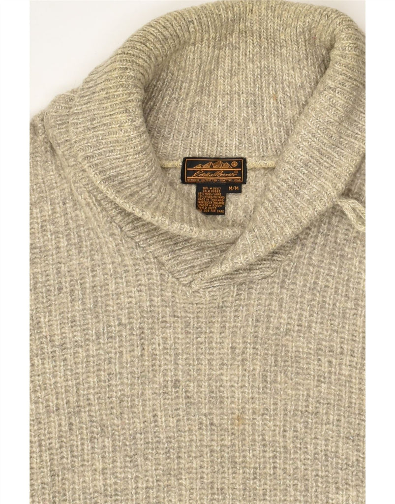 EDDIE BAUER Mens Shawl Neck Jumper Sweater Medium Grey Wool | Vintage Eddie Bauer | Thrift | Second-Hand Eddie Bauer | Used Clothing | Messina Hembry 