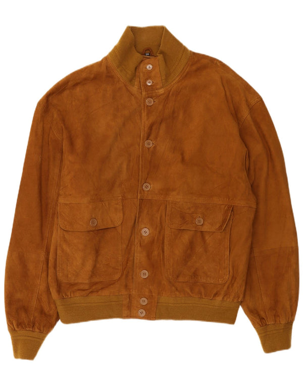 Conbipel Mens Suede Bomber Jacket IT 54 XL Brown Leather