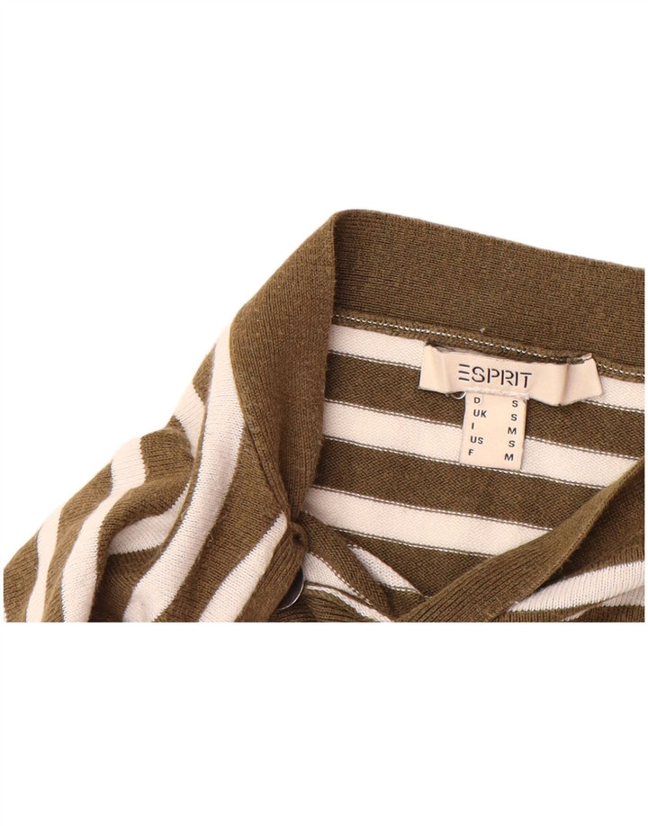ESPRIT Womens Boat Neck Jumper Sweater UK 10 Small Khaki Striped