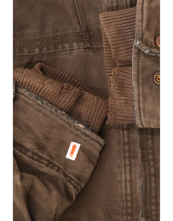 Timberland Mens Hooded Windbreaker Jacket UK 44 2XL Brown Cotton