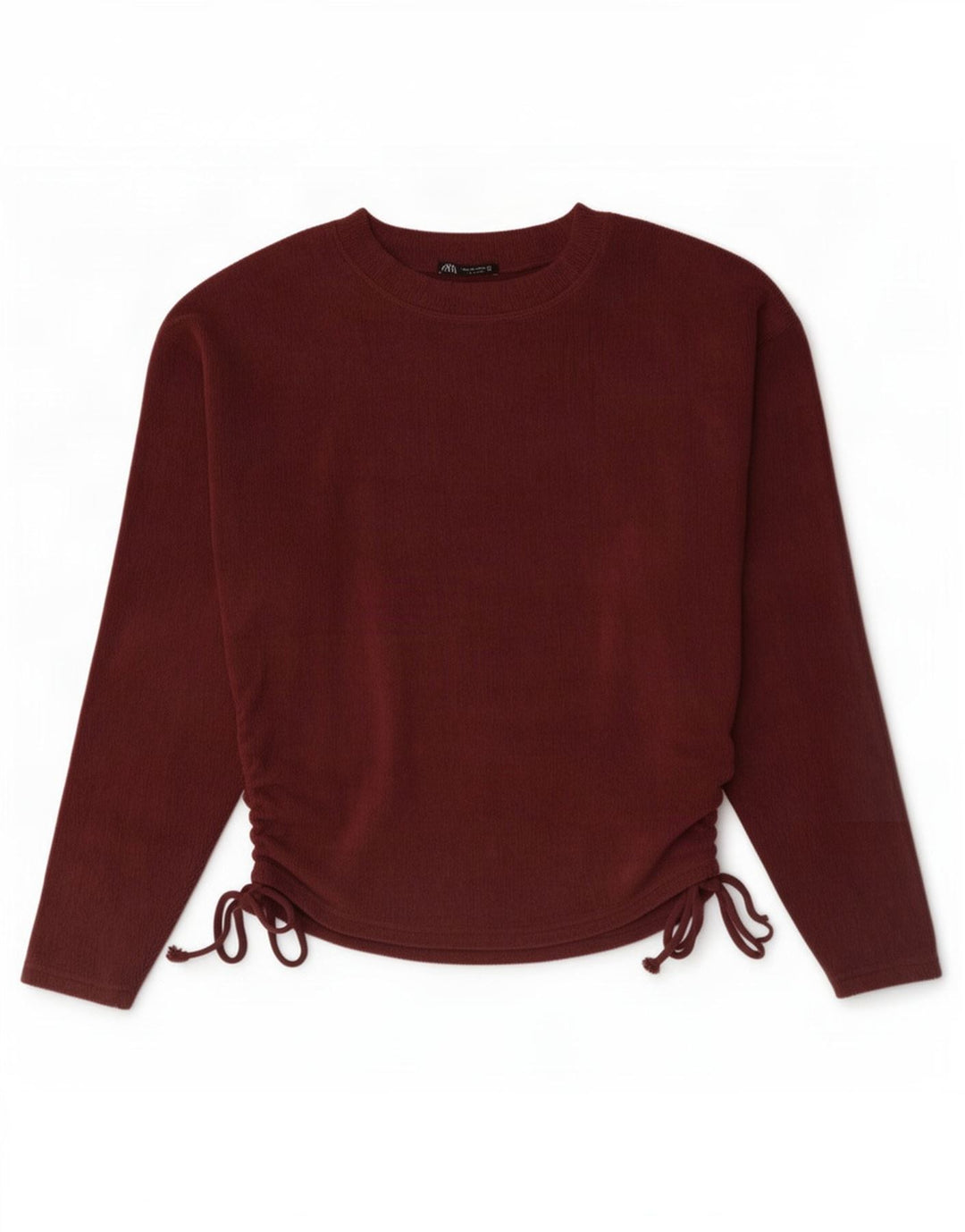 Zara Womens Top Long Sleeve UK 14 Medium Burgundy Polyester