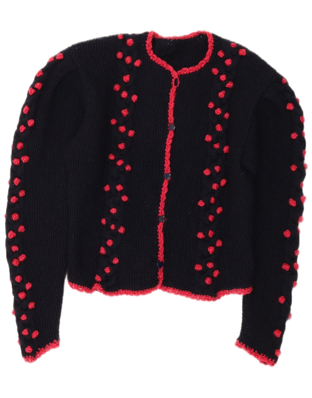 Vintage Womens Crop Cardigan Sweater UK 14 Medium Navy Blue