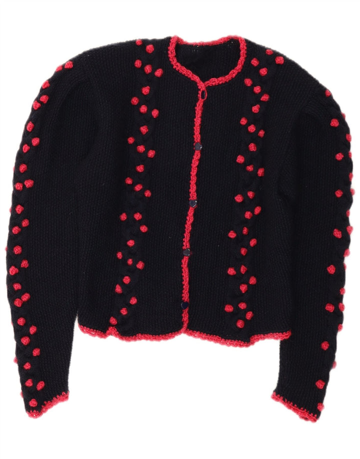 Vintage Womens Crop Cardigan Sweater UK 14 Medium Navy Blue