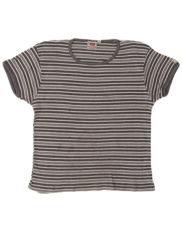 Levi's Girls Crop T-Shirt Top 14-15 Years XL Grey Striped