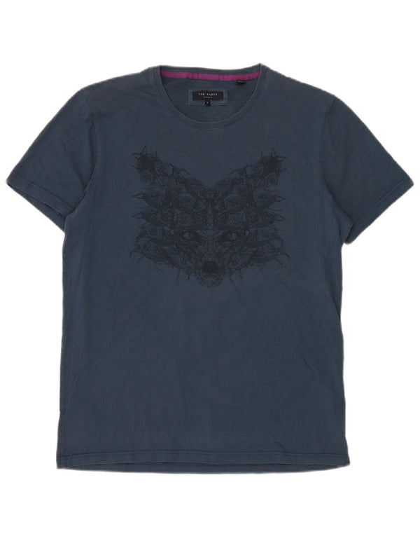 Ted Baker Mens Graphic T-Shirt Top Size 4 Large Navy Blue