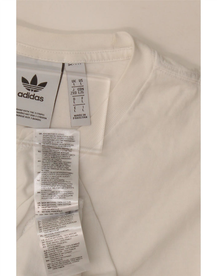 ADIDAS Mens T-Shirt Top Large White Cotton Vintage Adidas and Second-Hand Adidas from Messina Hembry 