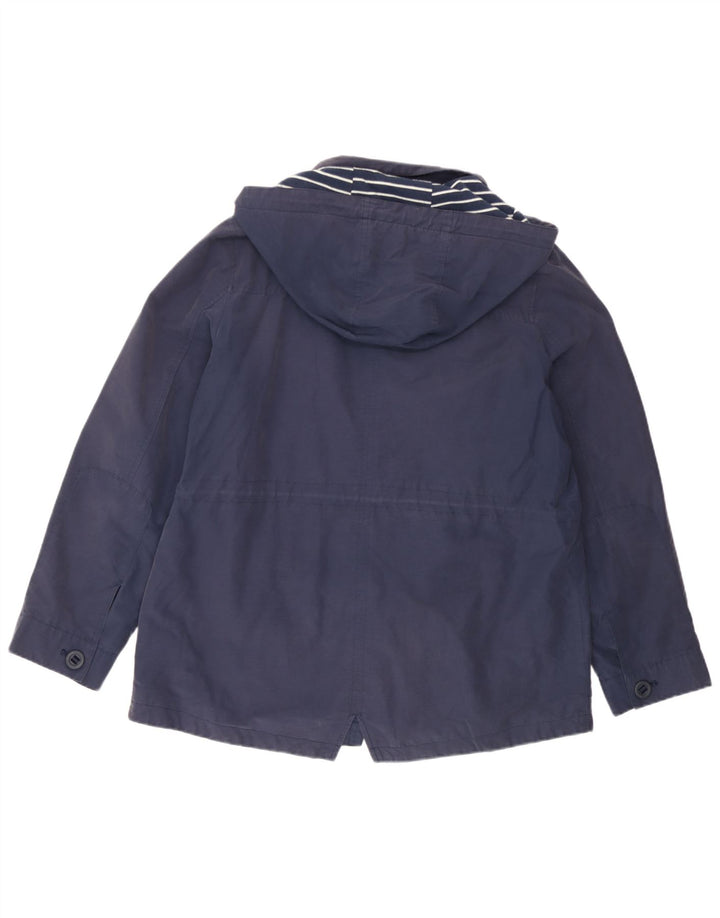 Marks & Spencer Womens Hooded Parka Jacket UK 14 Large Navy Blue Polyester
