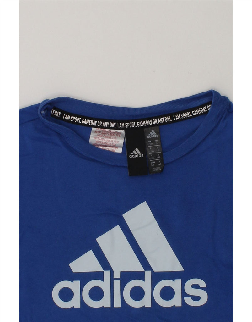 ADIDAS Boys Graphic T-Shirt Top 9-10 Years Blue Cotton | Vintage Adidas | Thrift | Second-Hand Adidas | Used Clothing | Messina Hembry 