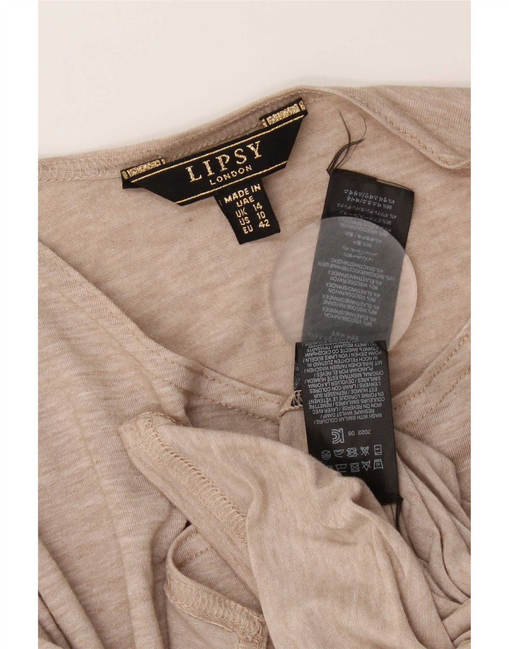 Lipsy Womens Cardigan Top UK 14 Large Beige Viscose