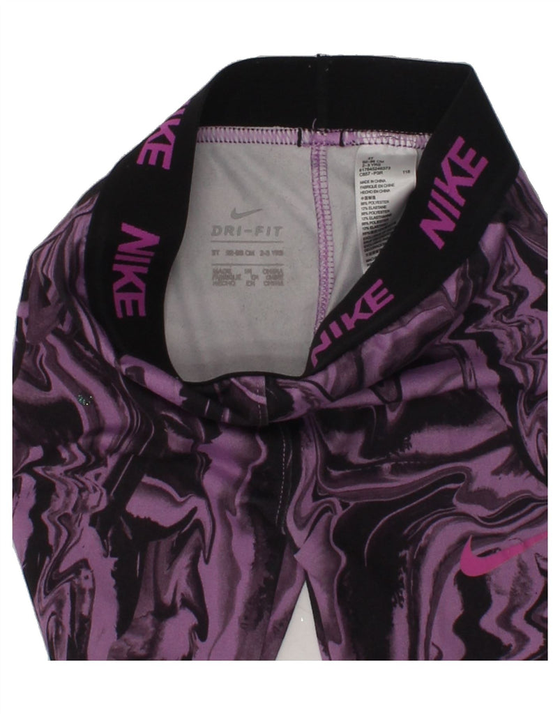 NIKE Girls Dri Fit Abstract Pattern Leggings 2-3 Years Purple Polyester | Vintage Nike | Thrift | Second-Hand Nike | Used Clothing | Messina Hembry 