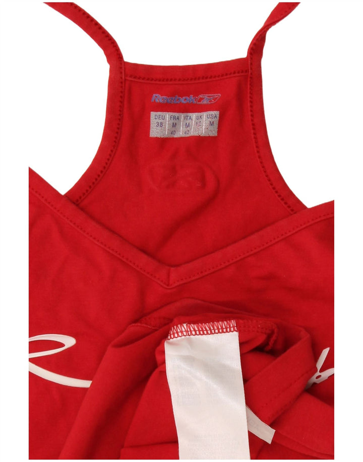Reebok Womens Graphic Crop Cami Top UK 12 Medium Red Cotton
