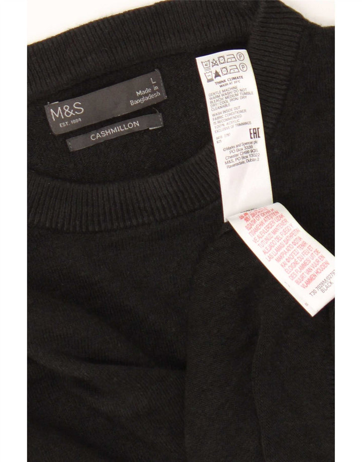 Marks & Spencer Mens Crew Neck Jumper Sweater Large Black Acrylic