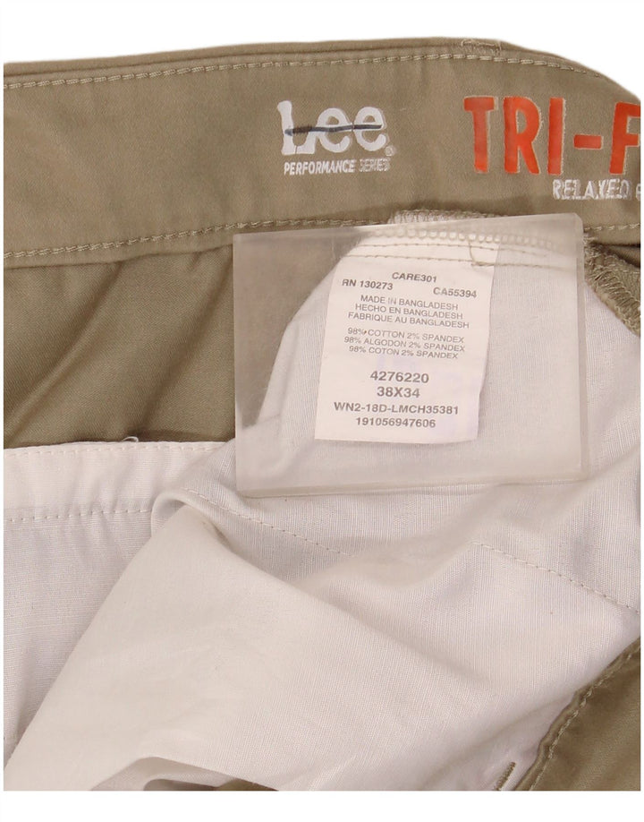 Lee Mens Relaxed Fit Chino Trousers W38 L34 Beige Cotton