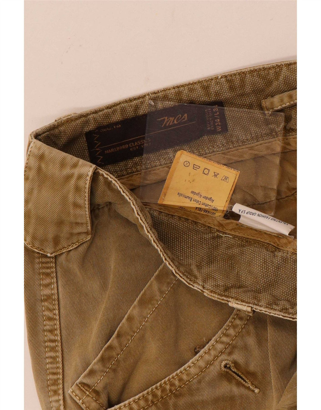 Marlboro Classics Mens Straight Cargo Trousers W34 L28 Khaki Cotton