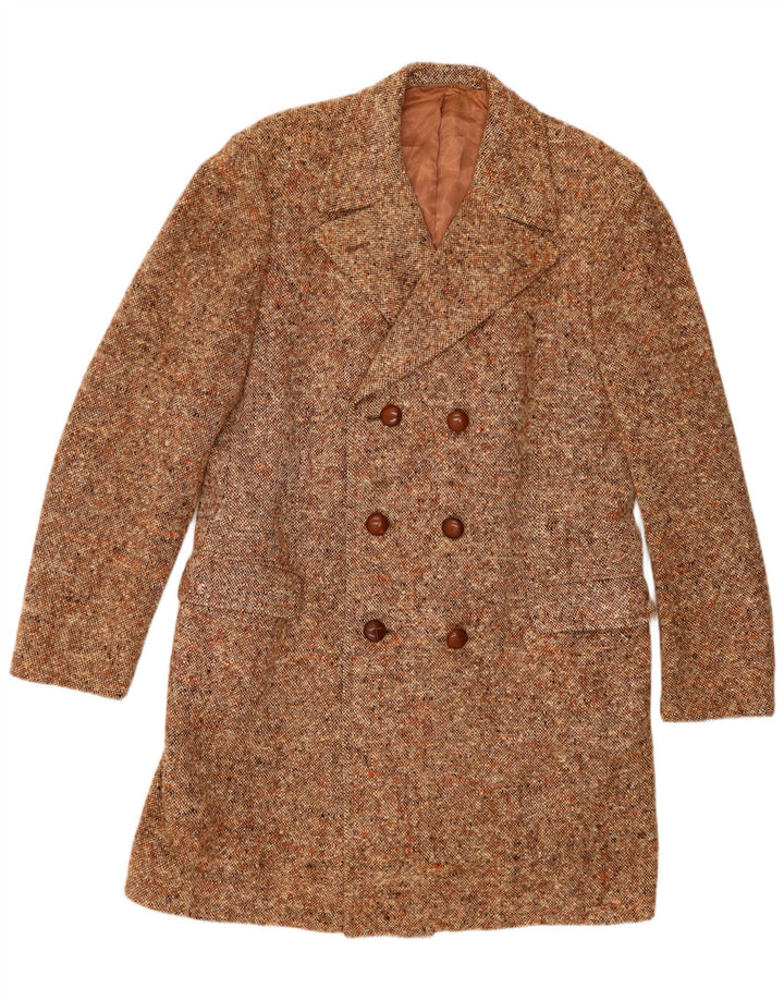 Facis Mens Double Breasted Coat IT 52 XL Brown Flecked
