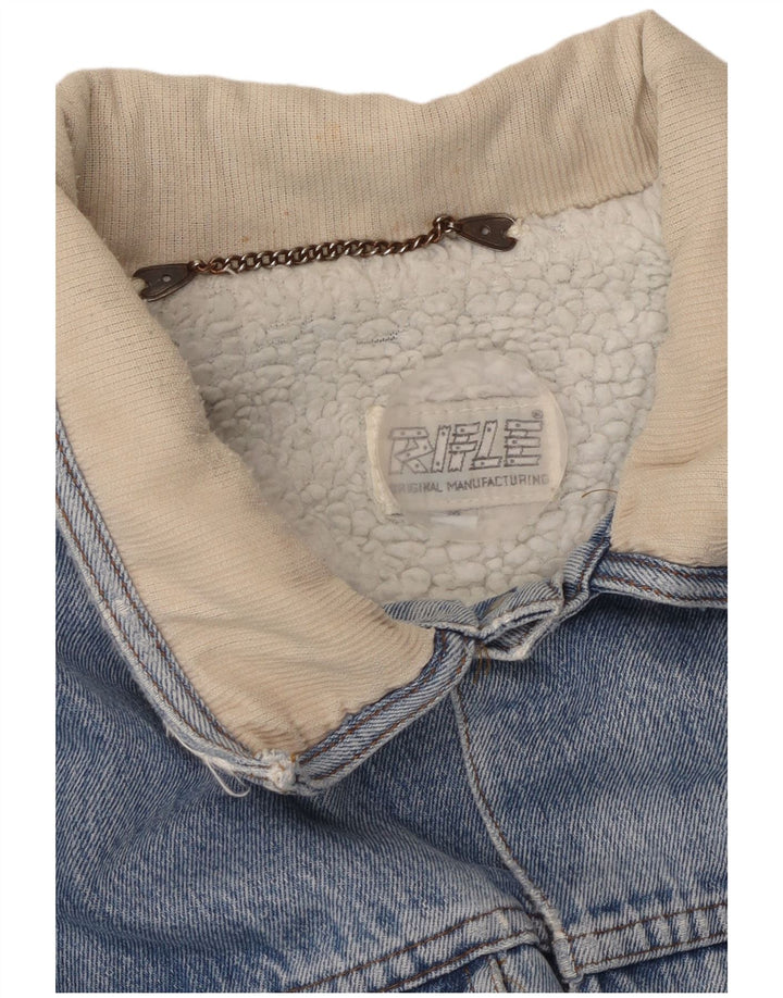 RIFLE Mens Denim Sherpa Jacket UK 38 Medium Blue