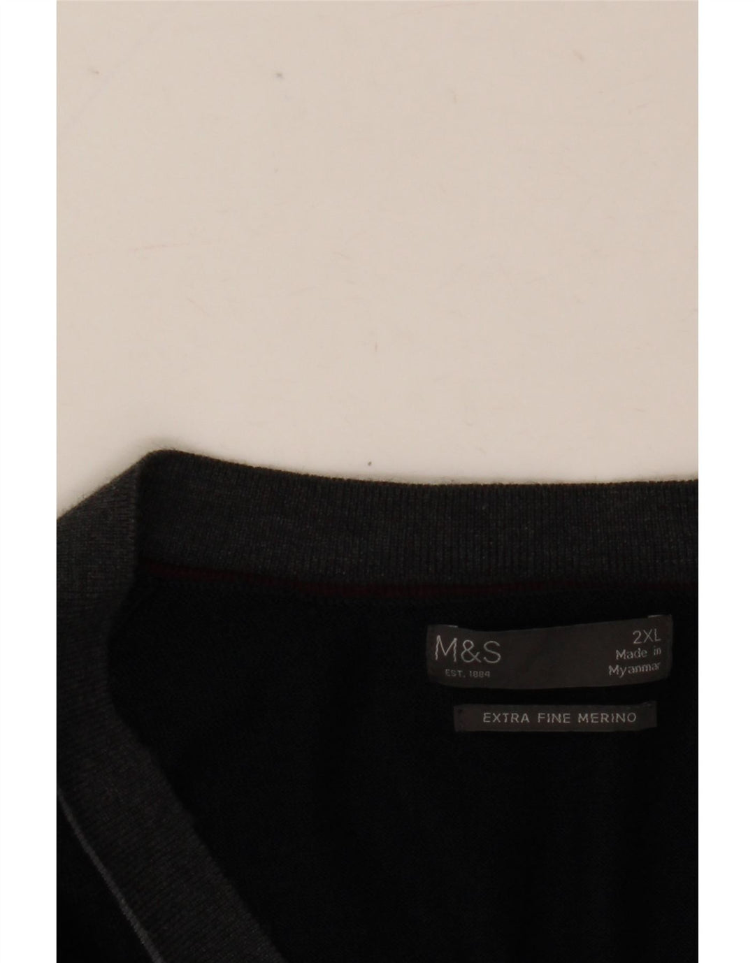 Marks & Spencer Mens Cardigan Sweater 2XL Navy Blue Merino Wool