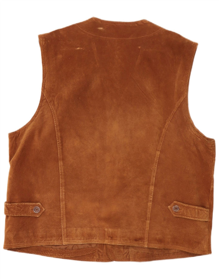 Front Line Mens Suede Waistcoat UK 48 2XL Brown Leather