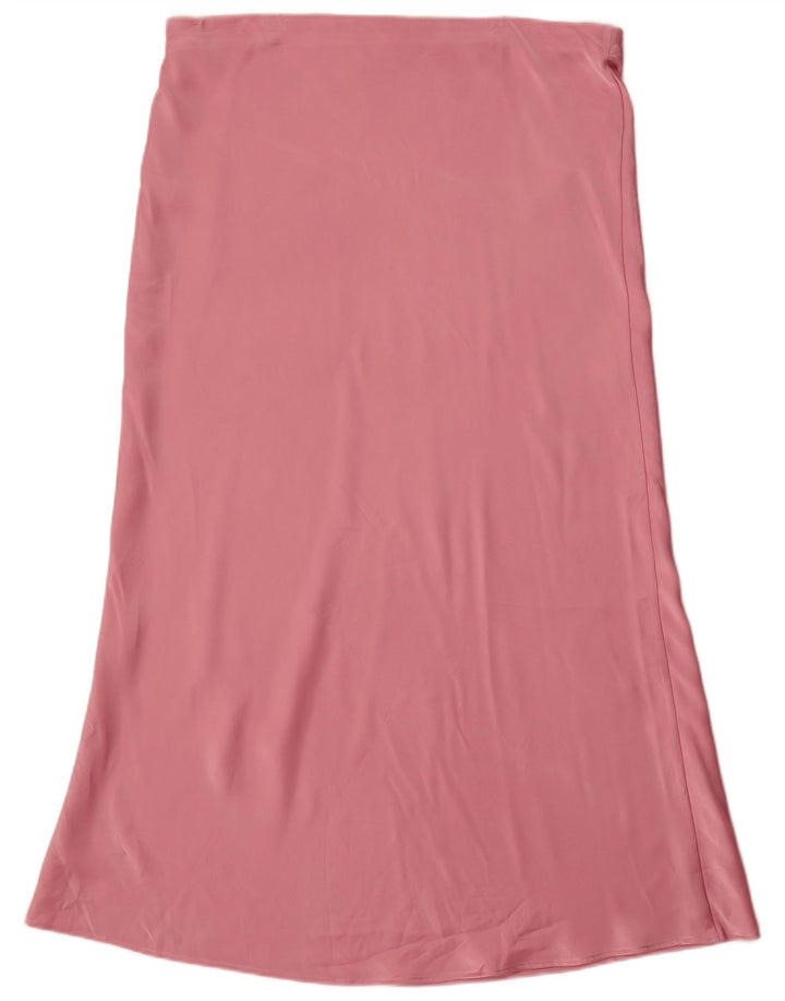 Zara Womens High Waist Midi Skirt XL W32 Pink Polyester