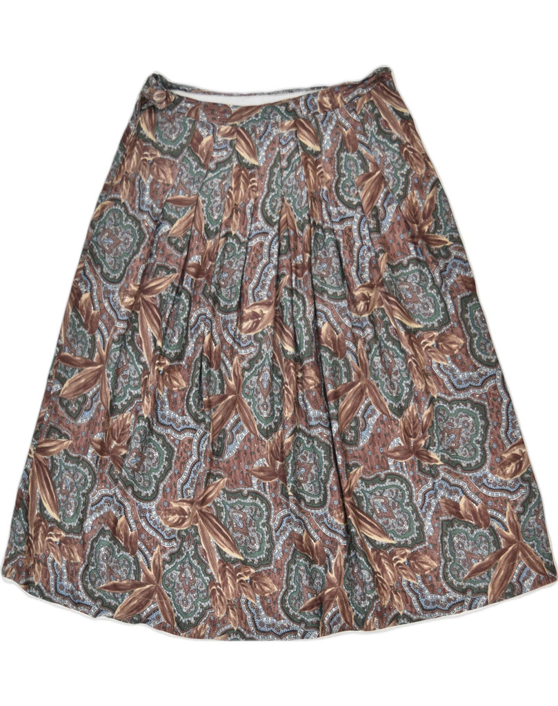 VINTAGE Womens Pleated Skirt W28 Medium Grey Floral Cotton | Vintage | Thrift | Second-Hand | Used Clothing | Messina Hembry 