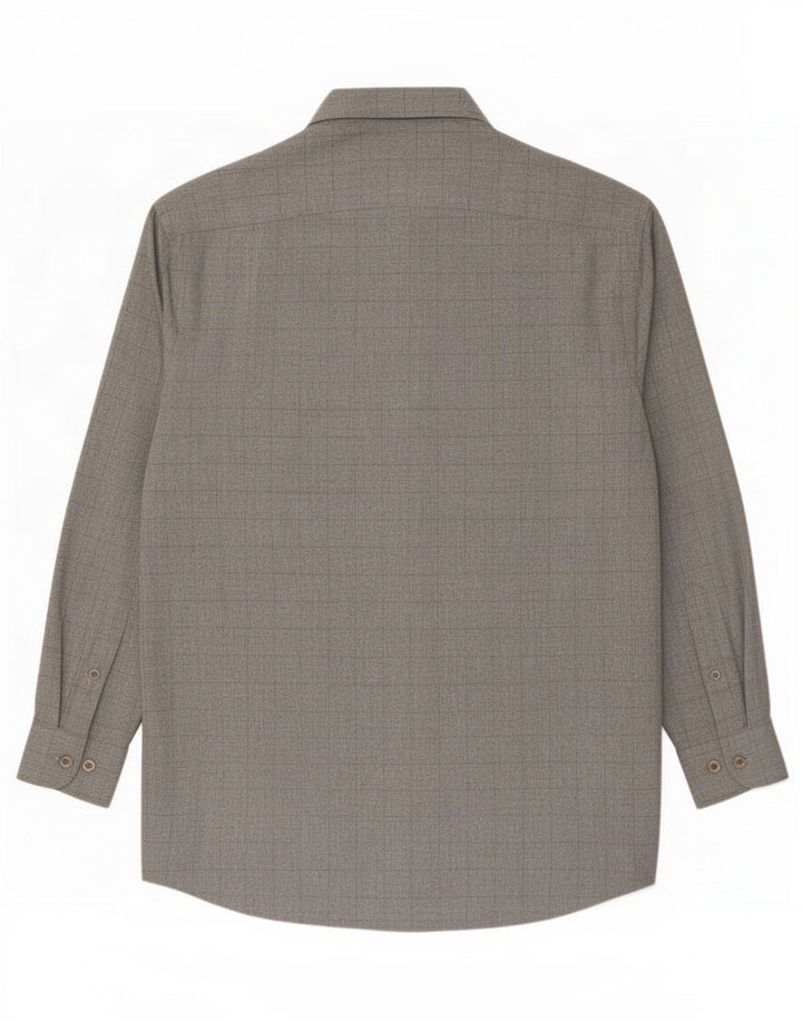 Massimo Dutti Mens Tall Shirt Size 42 Large Grey Check Viscose