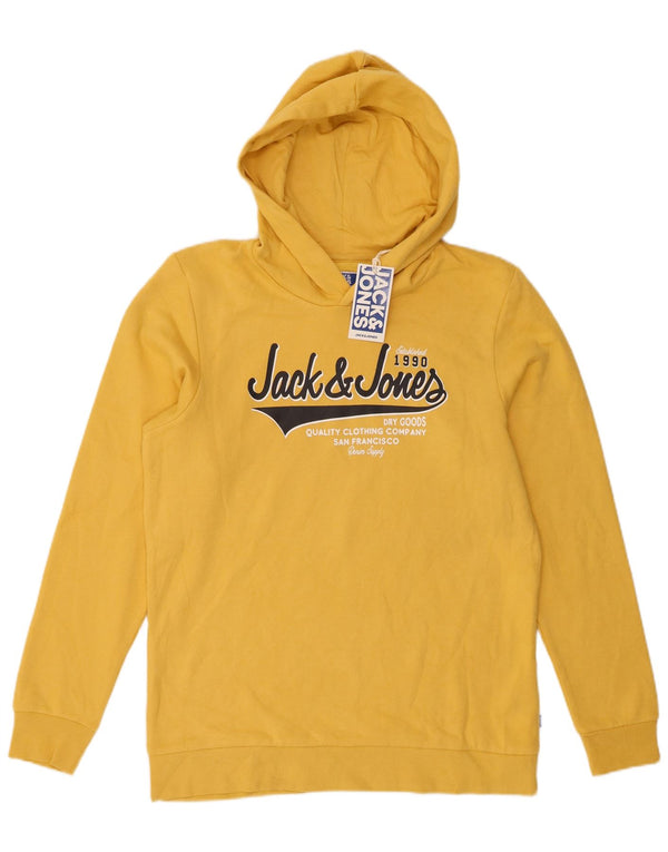 Jack & Jones Boys Graphic Hoodie Jumper 15-16 Years Yellow Cotton