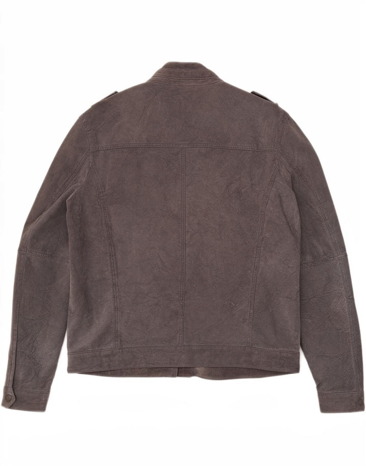 Conbipel Mens Military Leather Jacket IT 52 Large Grey Leather