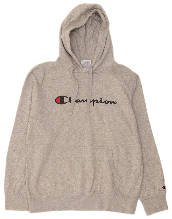 Champion Mens Graphic Hoodie Jumper XL Grey Cotton
