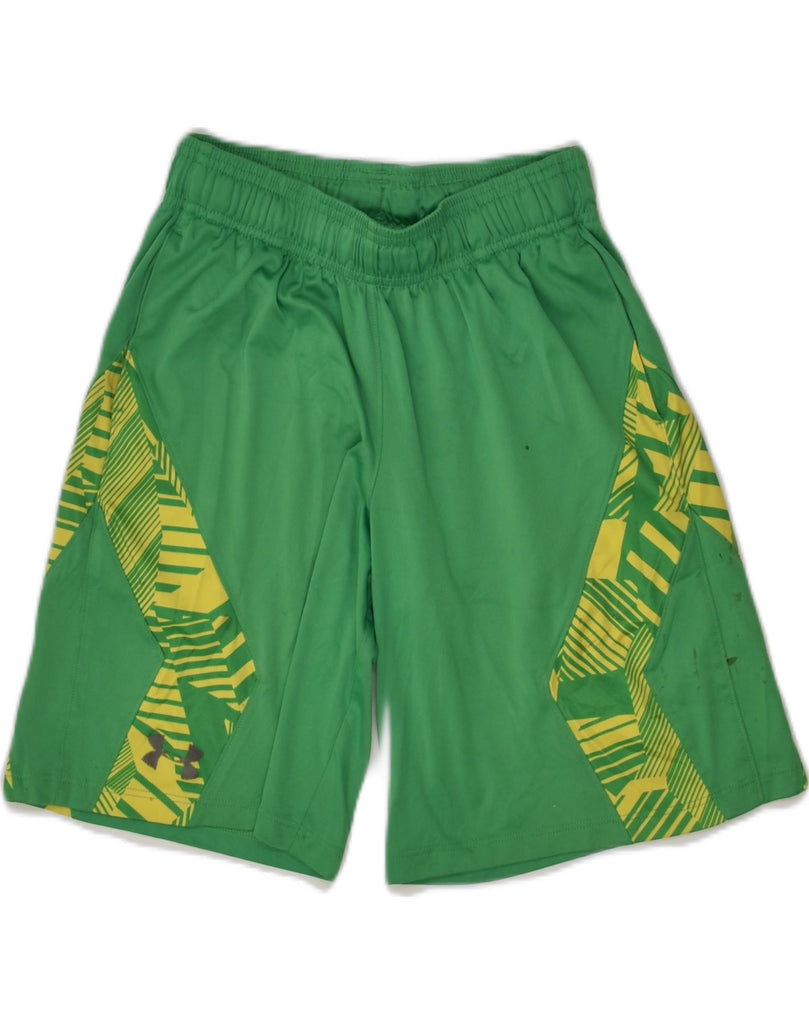 UNDER ARMOUR Boys Sport Shorts 11-12 Years Medium  Green Colourblock | Vintage Under Armour | Thrift | Second-Hand Under Armour | Used Clothing | Messina Hembry 