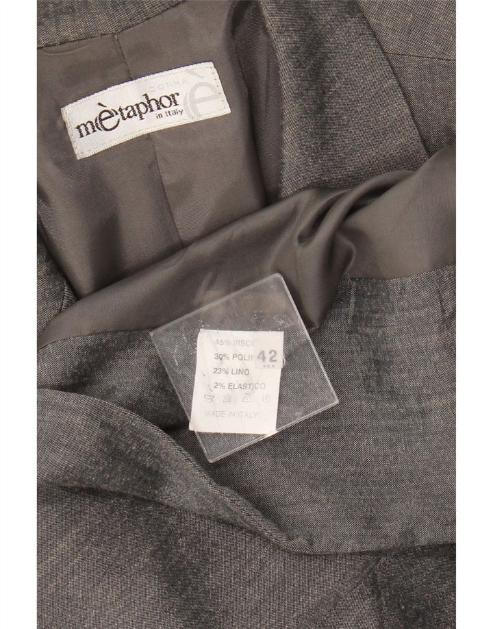 Metaphor Womens Longline 1 Button Blazer Jacket IT 42 Medium Grey Viscose