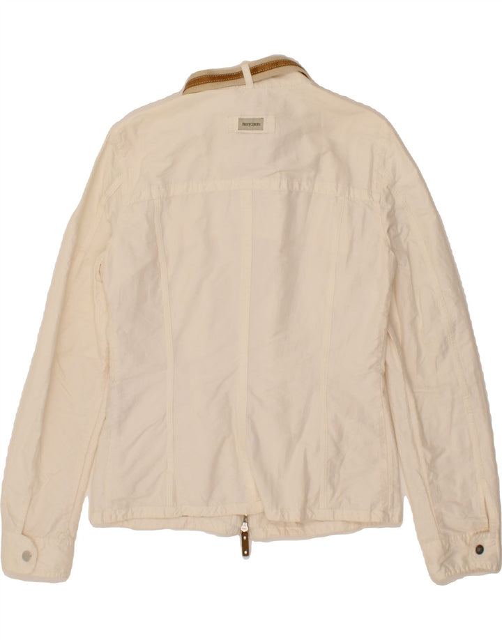 HENRY COTTONS Womens Bomber Jacket IT 44 Medium Off White Cotton Vintage Henry Cottons and Second-Hand Henry Cottons from Messina Hembry 