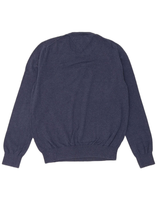 Tommy Hilfiger Mens Crew Neck Jumper Sweater Medium Navy Blue Cotton
