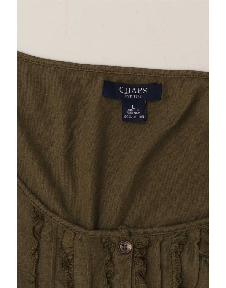Chaps Womens T-Shirt Top UK 16 Large Khaki Cotton