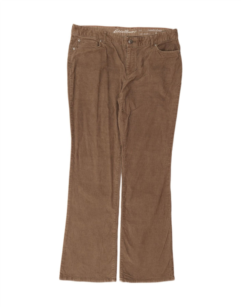 EDDIE BAUER Womens Slightly Curvy Corduroy Trousers US 14 XL W36 L32 Brown Vintage Eddie Bauer and Second-Hand Eddie Bauer from Messina Hembry 